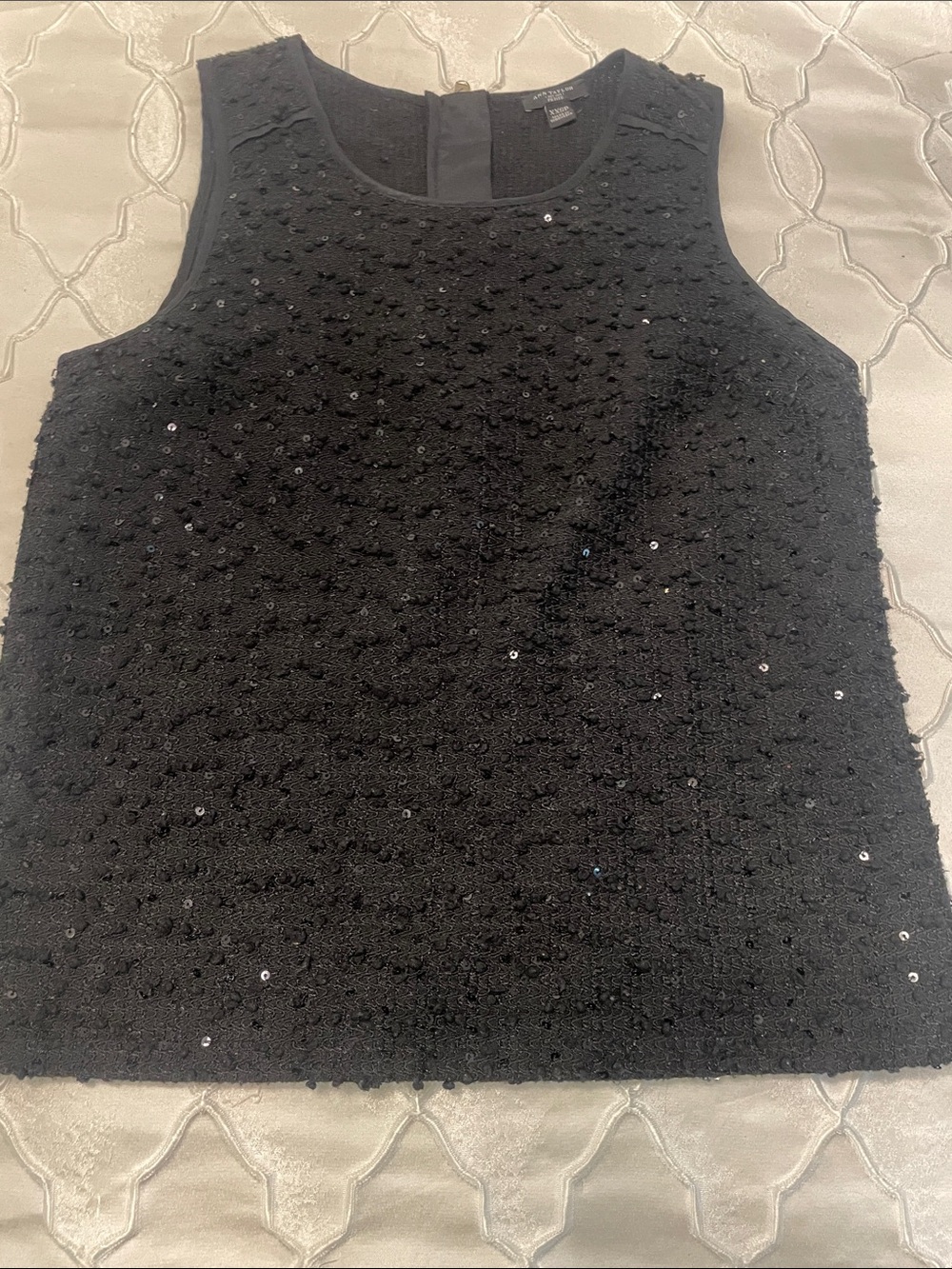 Ann Taylor Black Sequin Textured Tank